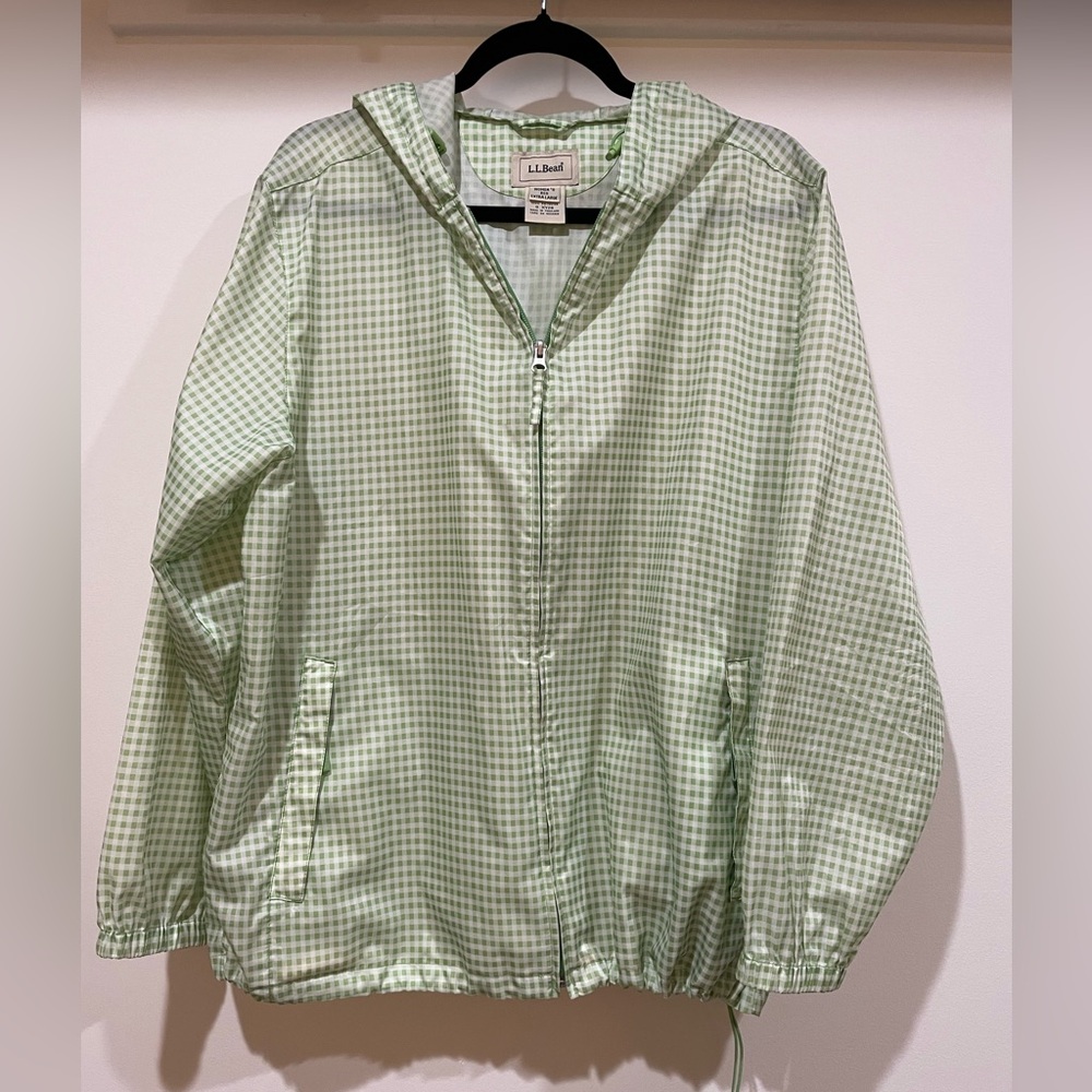 Ll Bean Green Checkered Rainjacket - image 1